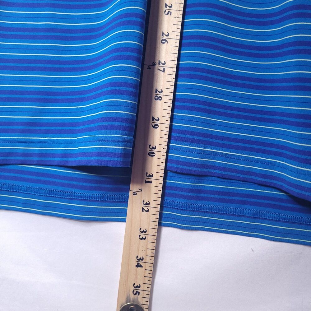 Under Armour Polo Shirt Mens Medium Striped Blue HeatGear Loose - Picture 6 of 10